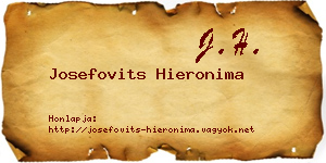 Josefovits Hieronima névjegykártya